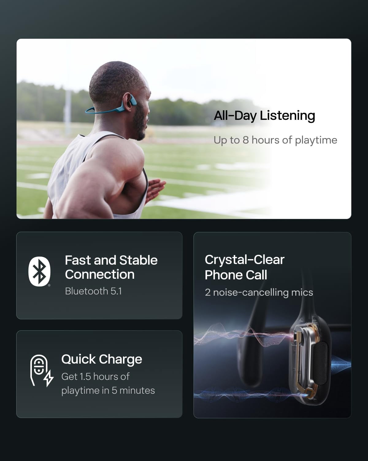 Restored Shokz OpenRun Pro Bone Conduction Waterproof Bluetooth Headphones for Sports(Formerly Aeropex), Blue (Refurbished)