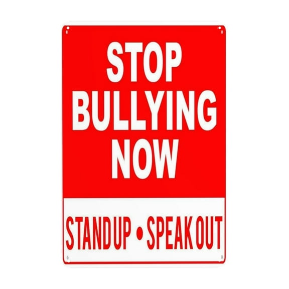 Stop Bullying Now Tin Sign Warning Metal Sign Vintage Sign Wall Decor for Home Farm Bar Coffee Shop Club Decoration 8x12 Inch