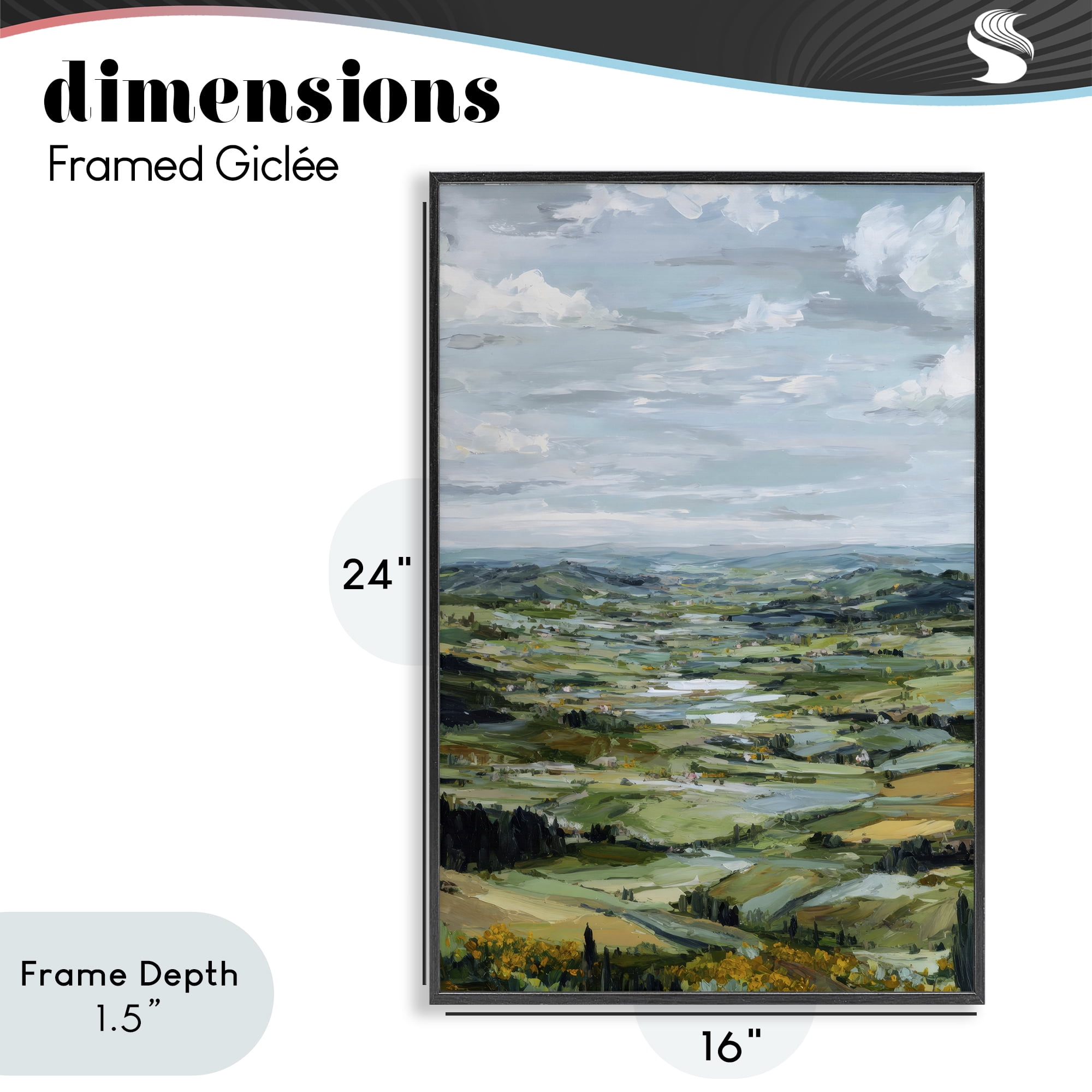 Stupell Industries Valley Living with Verdant Hills Black Framed Giclee Art, design by Petal Prints Design