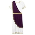 thumbnail image 6 of Mufeng Mens Halloween Ancient Greek Toga Outfits Short Sleeve Retro Long Robe Dress Purple XL, 6 of 7