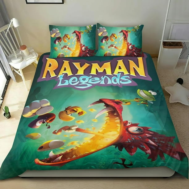 Rayman Legends Conjunto de sábanas temático, trío de piezas, cómodo y amigable con la piel, diseño único, regalo de decoración para el hogar para familiares, amigos y fans, 90 cm * 190 cm