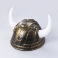 thumbnail image 3 of Sombrero de cuernos de buey de búfalo, sombrero vikingo, decoración de Halloween, accesorio de fiesta, juguetes para niños, juguete para fiesta de disfraces de cosplay (dorado), 3 of 5