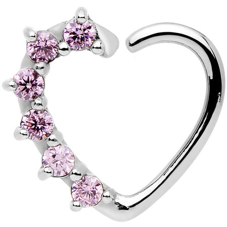 - 16 Gauge Pink Heart Right Closure Daith Cartilage Tragus Earring