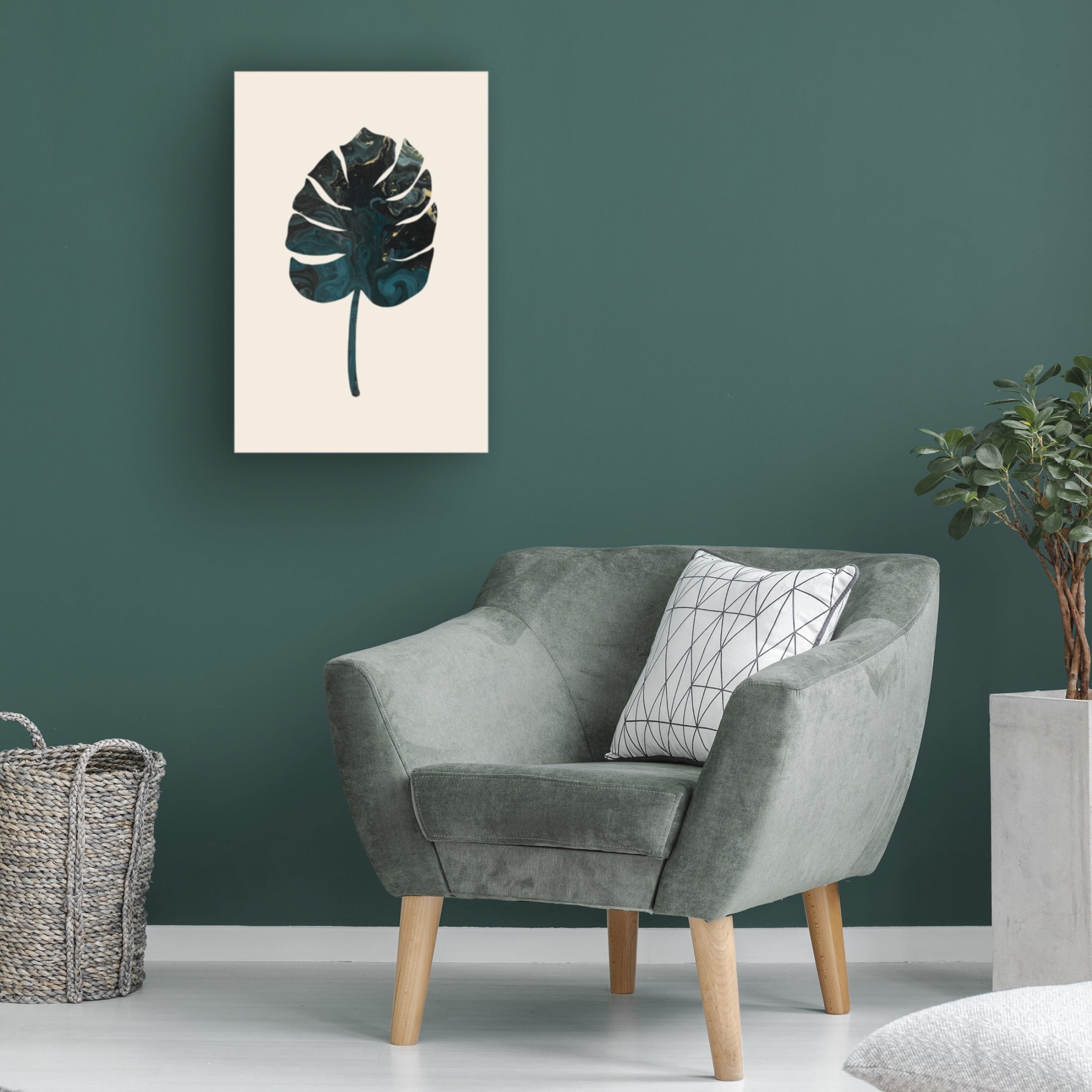 Canvas Wall Art - Pictufy Studio 'Monstera Marble Green' Wall Art for Living Room, Bedroom, or Office Décor by Trademark Fine Art - 22 x 32 Inches