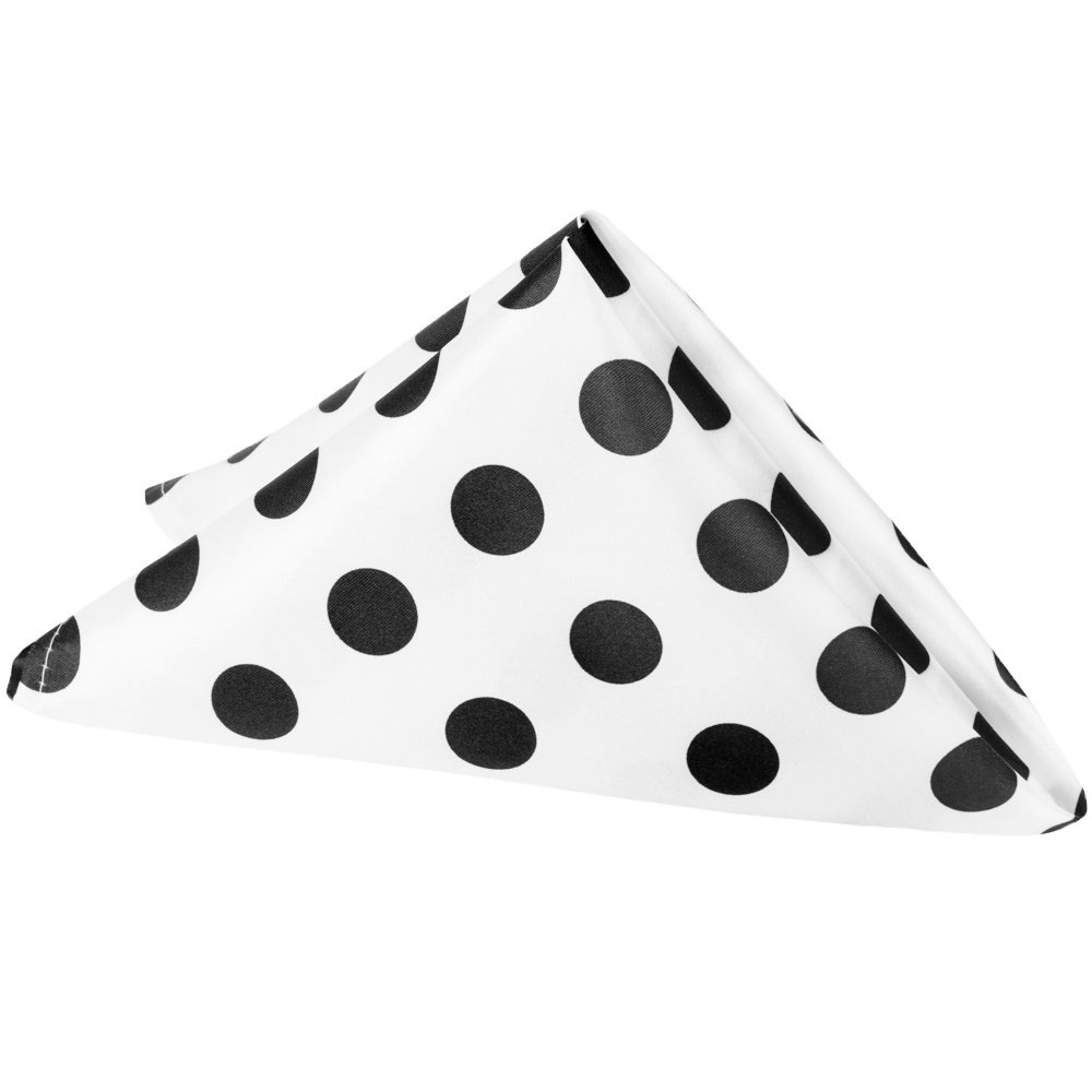10 Pieces, Polka Dot 20"x20" Satin Napkin 100 Polyester Black