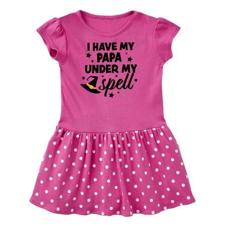 

Inktastic I Have My Papa Under My Spell with Cute Witch Hat Gift Toddler Girl Dress