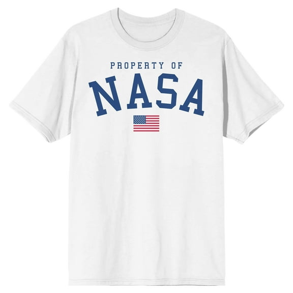 NASA Property of NASA American Flag Icon Men's White T-shirt - 5XL