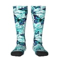 thumbnail image 1 of Fotbe Blue Floral with Butterflies Calcetas Divertidas Estampadas para Hombre y Mujer, Calcetas de Algodón hasta la Rodilla para Caminar, Correr, Enfermería y Embarazo, 1 of 6