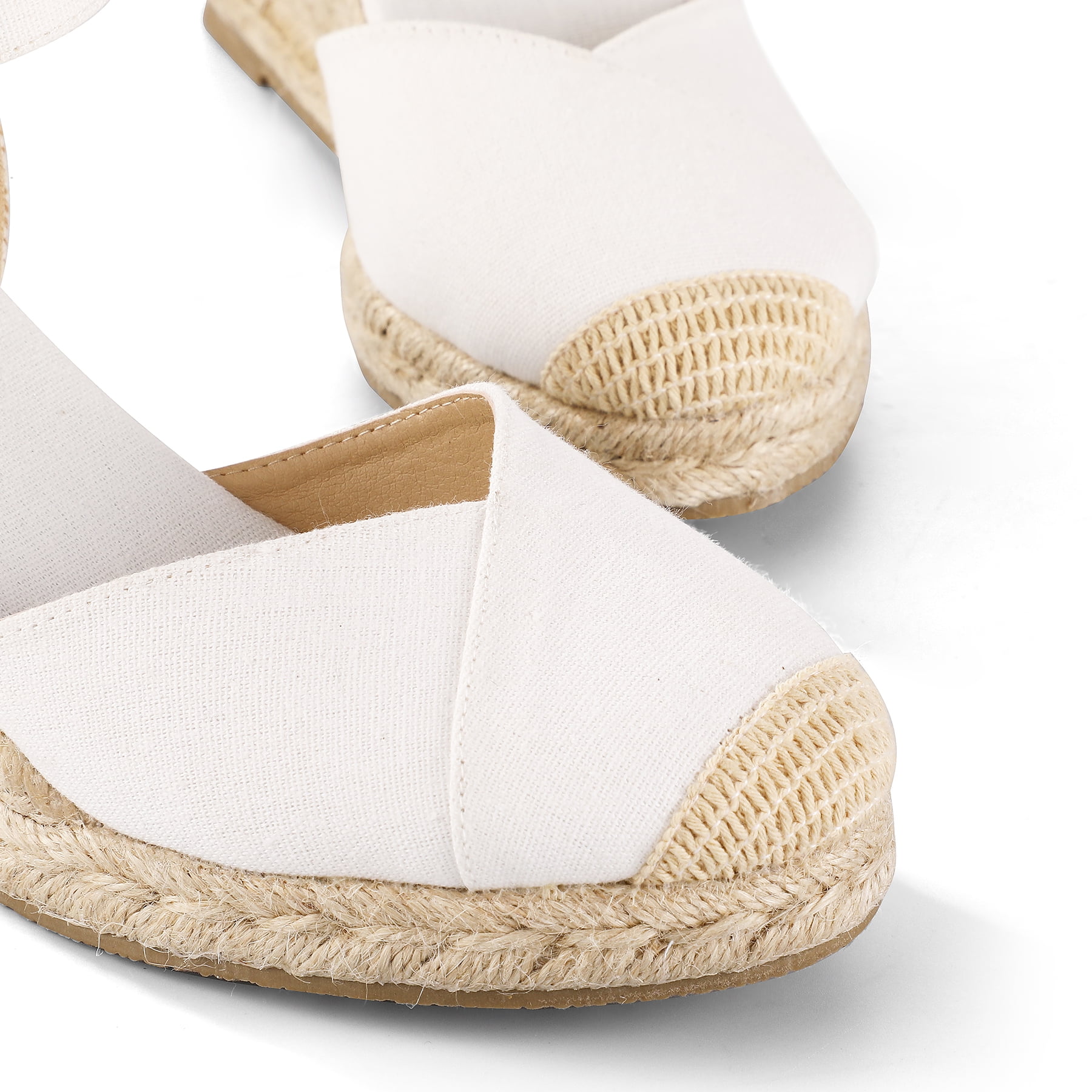Pennysue Women's Espadrilles Wedge Sandals Off-white Platform Ankle Strap Sandal Size 8.5M