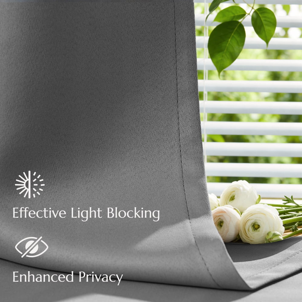 TOPICK Gray Blackout Curtains Solid Grommet Drapes for Bedroom Living Room Dining Room 2 Panels W40" x L84" inch