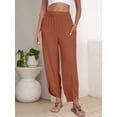 thumbnail image 5 of ANRABESS Wide Leg Capri Pants for Women Smocked High Waist Cropped Lounge Pants with Deep Pockets, Crisscross Hem Beach Vacation Trousers Size XXL, 5 of 9