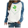 thumbnail image 1 of Besolor St Patricks Day Sweatshirt Women Color Block Long Sleeve Shamrock St. Patricks Shirts Tees Holiday Party Pullover Tops, 1 of 4