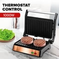 thumbnail image 2 of OVENTE Electric Panini Press Sandwich Maker with Non-Stick Coated Plates, Opens 180 Degrees to Fit Any Type or Size of Food, 1000W Indoor Grill Perfect for Quesadillas, Burgers & More, Copper GP0620C, 2 of 7