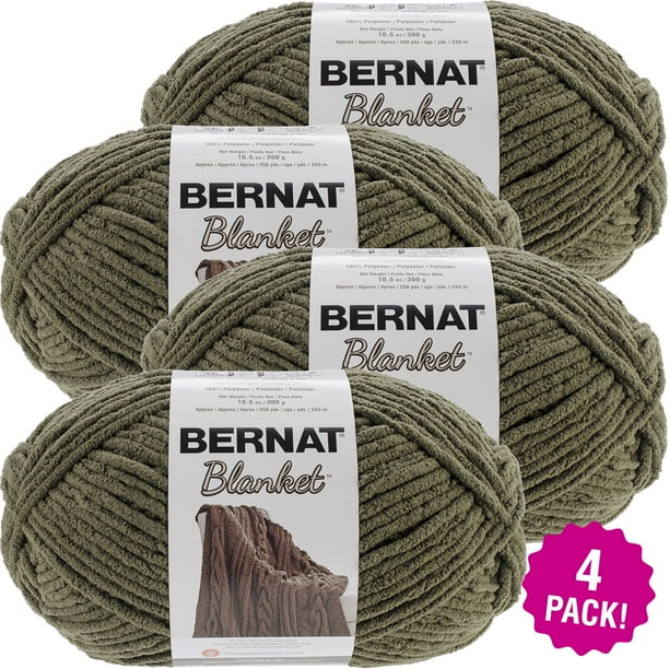 Bernat Blanket Big Ball Yarn Olive, Multipack of 4
