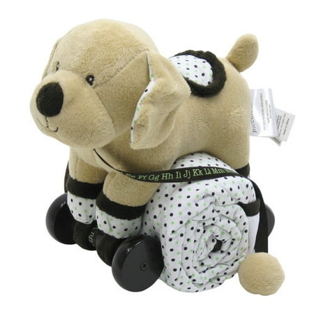 Piccolo Bambino Pull Toy with Quilted Blanket, Pink Elephant