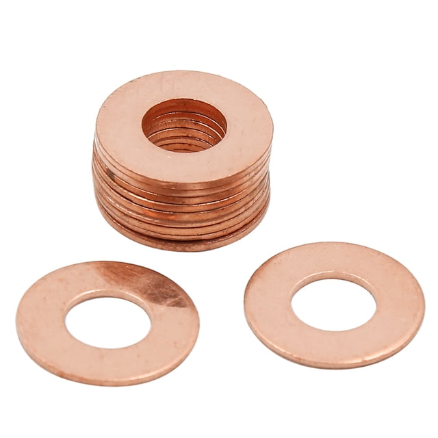 Unique Bargains 10pcs 8mm Inner Diameter Copper Washers Flat Sealing Gaskets Ring
