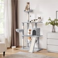 thumbnail image 2 of Yaheetech 63" Multi-Level Cat Tree with Condo, Hammock, Basket & Scratching Ramp, Light Gray, 2 of 7