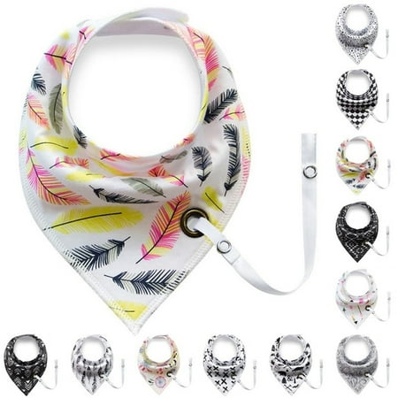 - Heepo Baby Infant Toddler Soft Triangle Bandana Bib Saliva Towel with Pacifier Clip