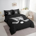 thumbnail image 3 of Homewish Personalized Initial W Bedding Comforter Set 7pcs for Kids Boys Girls, Ice Hockey Sport Queen Bedding Sets, Black and Gray Queen Sheet Sets, Luxury Bedroom Decor, 3 of 8