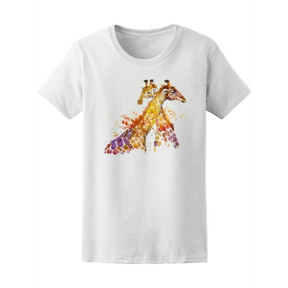 Giraffe Watercolor With Splash T-Shirt Women -Image by Shutterstock, Female Medium