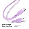 thumbnail image 4 of Powertek USB-A to USB-C Two-Tone Pastel Fast Charge Cable, 6 ft, Purple, 4 of 7