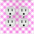 thumbnail image 1 of Metal Light Switch Wall Plate Outlet Cover (Pastel Pink Gingham Picnic Wallpaper - Double Duplex), 1 of 2