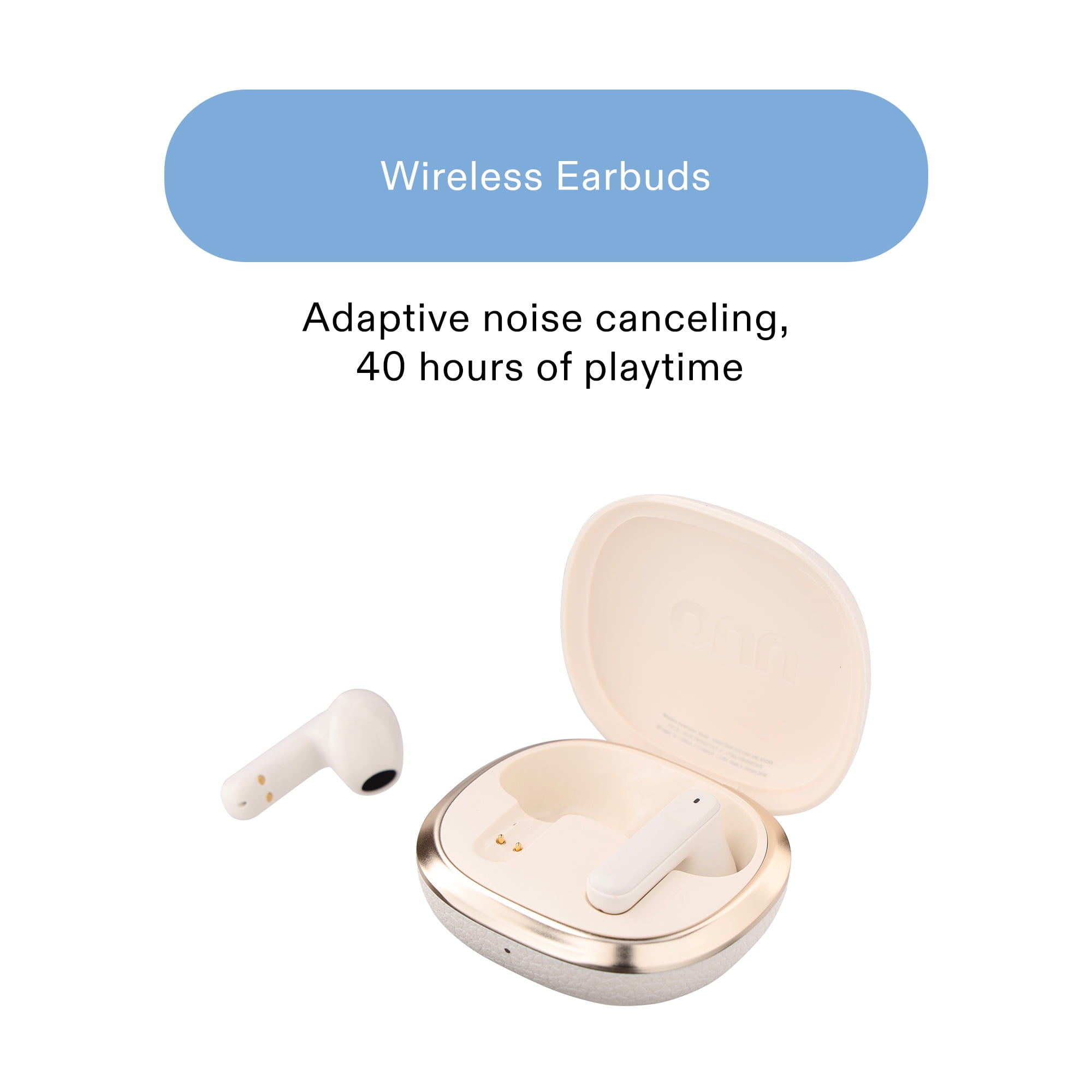 onn Hushbyte Wireless Earbuds, White