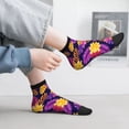 thumbnail image 5 of Goofa Purple Flower Pattern Non Slip Socks with Grips for Elderly, Crew Socks Yoga Hospital Socks Cushioned Sole Gripper Socks for Men Women, 5 of 5