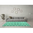 thumbnail image 3 of Ahgly Company Indoor Round Abstract Turquoise Blue Modern Area Rugs, 3' Round, 3 of 4