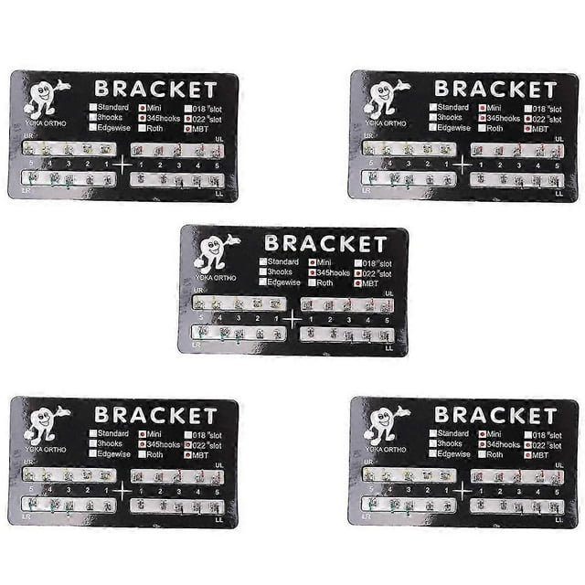 Dental Bracket, Brackets for Braces, 5 Sets 100 Pcs Dental Braces Teeth Model Mini 022 Slot 345 Hooks