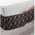 thumbnail image 2 of Jazz Music Bed Skirt, Music Notes Treble Clef Saxophone Pattern Abstract Design Blues Performance, Elastic Bedskirt Dust Ruffle Wrap Around for Bedding Decor, 4 Sizes, Grey Black Red, by Ambesonne, 2 of 2