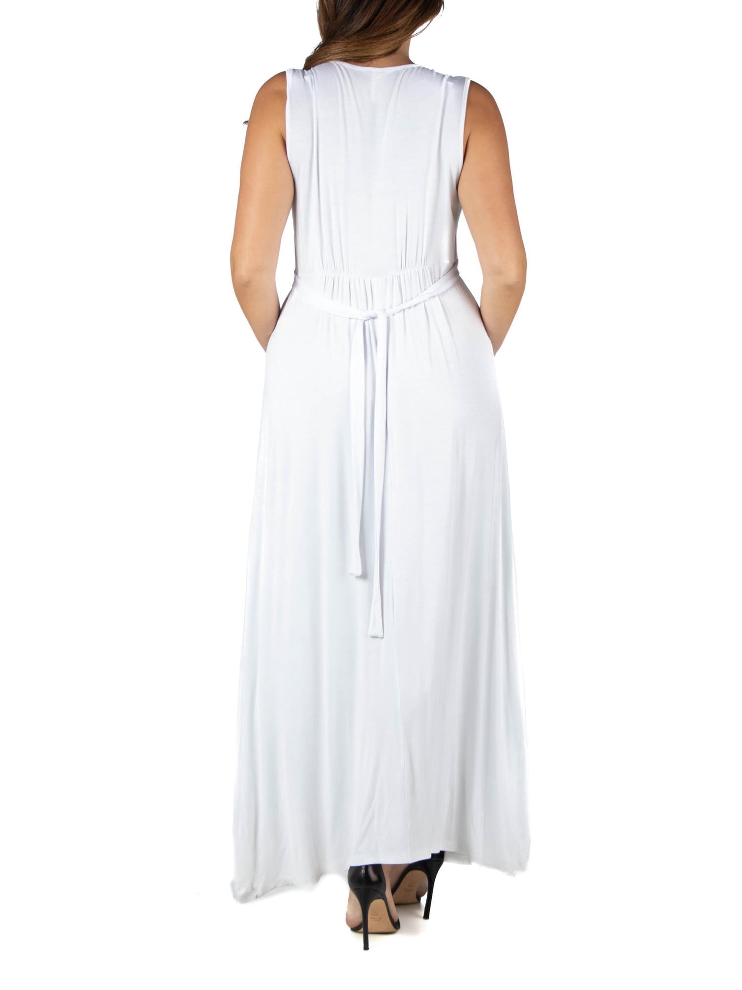 24seven Comfort Apparel Plus Size Sleeveless Empire Waist Maxi Dress
