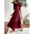 thumbnail image 6 of NAYTOAO Women's Pleated Lined Maxi Dress Flutter Sleeve Front Slit Cocktail Wedding Guest Dress, 6 of 7