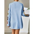 thumbnail image 5 of 2025 Boho Floral Pattern Crochet Open Front Long Sleeve Casual Knit Cardigan Sweater  Blue M, 5 of 7