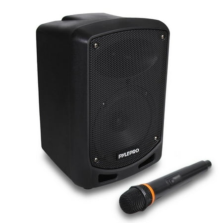 Pyle BT Karaoke PA Speaker - Indoor / Outdoor Portable Sound System with Wireless Mic, Audio Recording, battery, USB / SD Reader, Stand Mount - For Party, Crowd