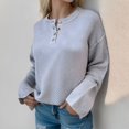 thumbnail image 3 of Vedolay Cropped Sweaters for Women Knit Long Sleeve Pullover Crewneck Tunic Fashion Sweaters,Gray XL, 3 of 4