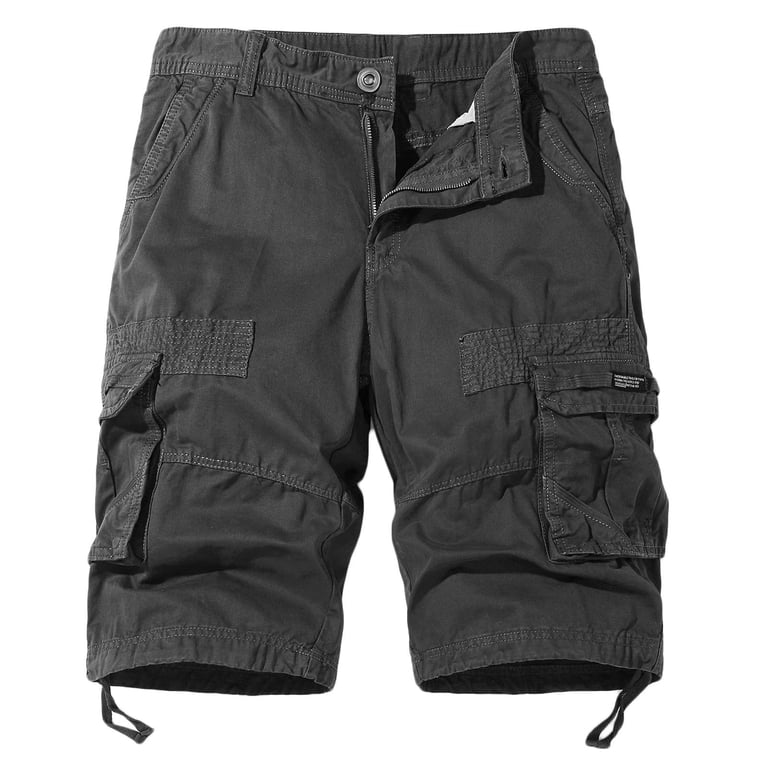 Shorts Men Casual Fashion Solid Shorts With Multi-pocket Button