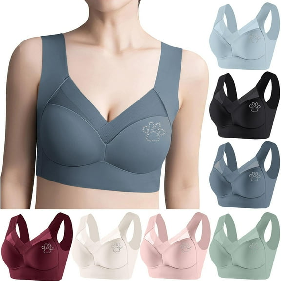 Einccm Women's Plus Size Bra Strapless Lace Wireless Bralette Thin Side Support Seamless Comfortable Everyday Plus Size Padded Camisole Bra for Large Bust Adjustable Fit