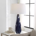 thumbnail image 3 of Uttermost Kavos Contemporary Ceramic Iron Fabric Geometric Table Lamp in Blue, 3 of 7