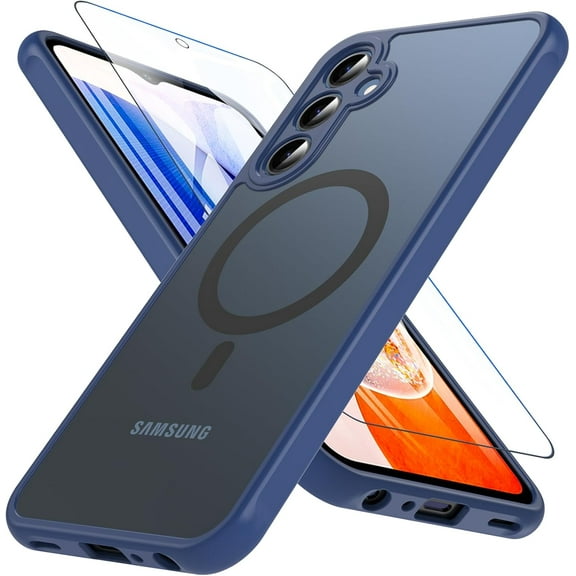 Magnetic for Samsung Galaxy A15 5G Phone Case, Samsung A15 5G Case for Magsafe with Screen Protector, Military Shockproof Protective Matte Cover Case for Samsung Galaxy A15 5G (Blue)