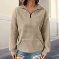 thumbnail image 4 of Bovemsi Womens Sweatshirts Women'S Autumn And Winter Solid Color Long Sleeved Lapel Half Zip Pocket Fall Fashion Outfits 2025 Clothes, 4 of 7
