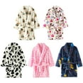 thumbnail image 3 of Kids Towel Robe Pajama Cute Styling Cartoon Pattern Design Lace-up, Hooded Bathrobe Unisex Winter Indoor Clothe, 3 of 4