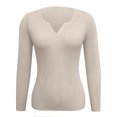 thumbnail image 3 of Timegard Going out Tops for Women V Neck Long Sleeve Slim Comfy Tops Solid Color Skinny Sweater Casual, 3 of 4