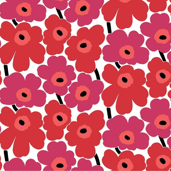 Marimekko Red Pieni Unikko Peel & Stick Wallpaper