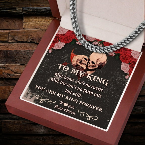 Necklace Gift For Him, Birthday Gift, Aniversary Gift - Skull - To My King - I Love You