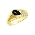 thumbnail image 3 of RYLOS Men's Rings 14K Yellow Gold Ring - Timeless Pear Shape Cabochone Gemstone & Diamonds - Tear Drop Black Star Sapphire Rings For Men Size 8, 3 of 6