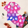 thumbnail image 5 of TOWED22 Girls Halloween Pajama Set Short Sleeve Button Down Silky Satin Girls PJS Kids Sleepwear Fall Winter Nightwear Loungewear Set for 2-13 Years(Purple,4-5 Y), 5 of 6