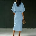 thumbnail image 6 of Women's 2 Piece Set, Batwing Sleeve Round Neck Top and High Waist Slit Midi Skirt, Elegant Orange Outfit for Office or Business, 2026 New Limited-time Offer, 6 of 6