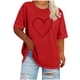 thumbnail image 1 of Tejiojio Women's Plus Size T-shirt Valentine's Day Heart Print Round Neck Short Sleeve Tops Spring Summer XL-5XL, 1 of 4