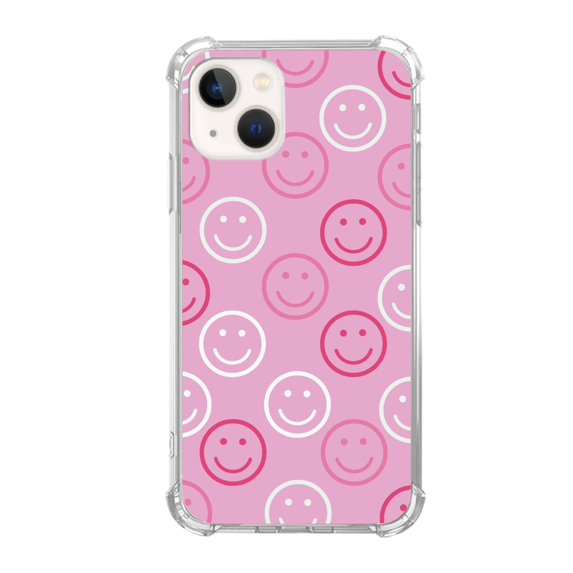 Pink Smile Face Case Compatible with iPhone 14,Unique Art Design TPU Bumper Cover Case
